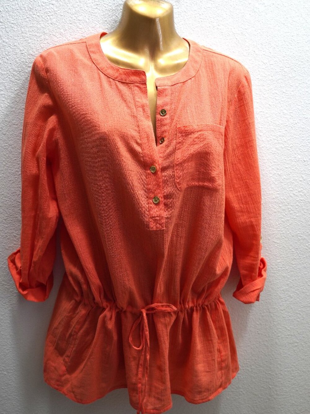 Michael Kors Gauze Tab Sleeve Tunic Top size S